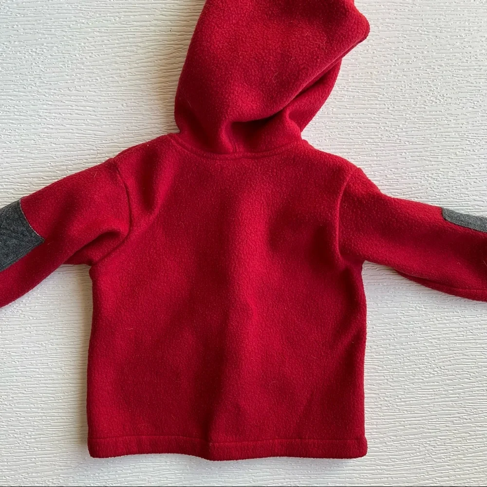 VTG Toddler Red & Gray Teddy Bear Fleece Jacket 24M